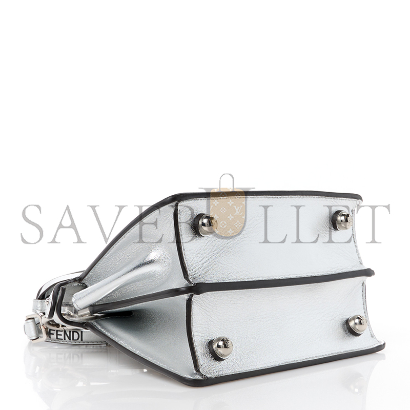FENDI X MARC JACOBS VITELLO CATALAN MIRROR PETITE PEEKABOO I SEE U SATCHEL ARGENTO (20*15*11cm)